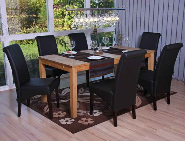 2er-Set Esszimmerstühle Kunstleder matt mit dunklen Füssen schwarz