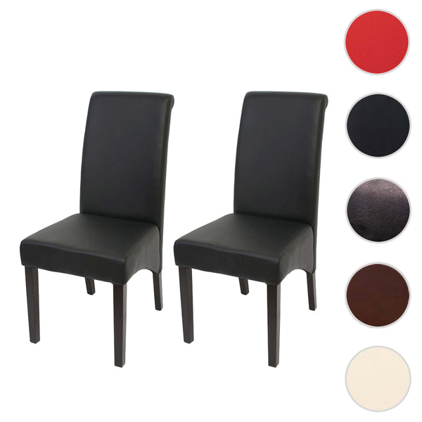 2er-Set Esszimmerstühle Kunstleder matt mit dunklen Füssen schwarz