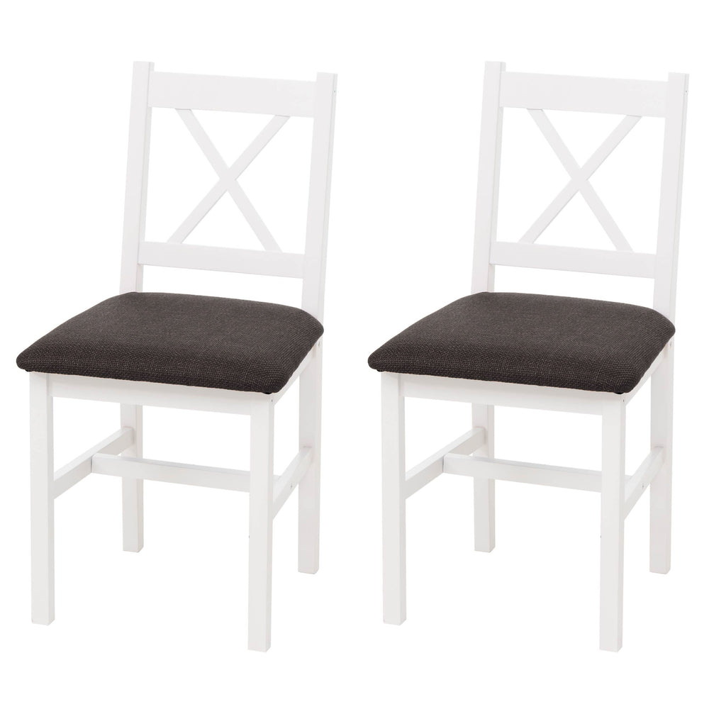 2er-Set Esszimmerstühle Landhaus Massivholz gepolstert weiss schwarz