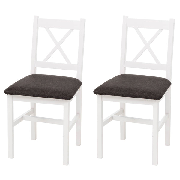 2er-Set Esszimmerstühle Landhaus Massivholz gepolstert weiss schwarz
