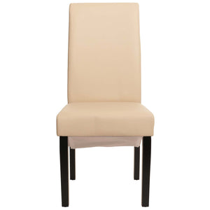2er-Set Esszimmerstühle Leder mit dunklen Beinen creme