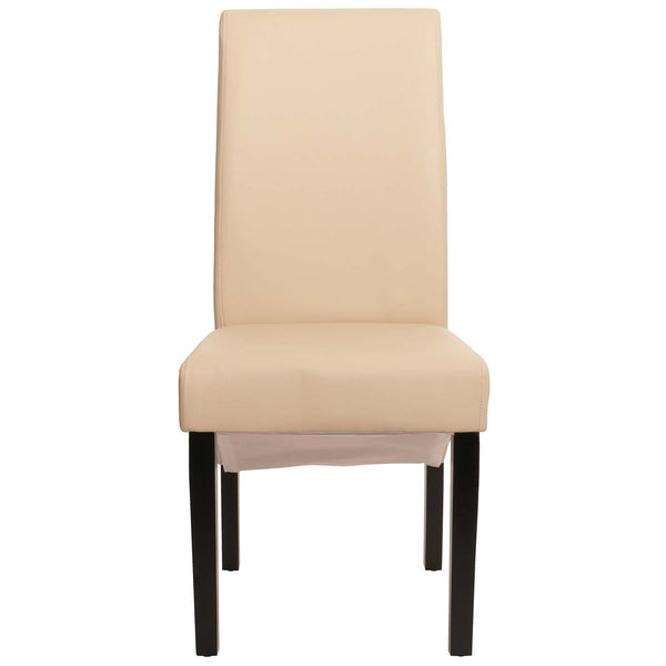 2er-Set Esszimmerstühle Leder mit dunklen Beinen creme