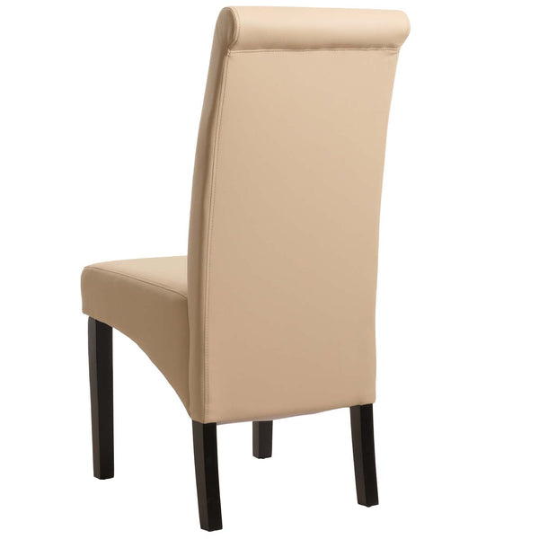 2er-Set Esszimmerstühle Leder mit dunklen Beinen creme