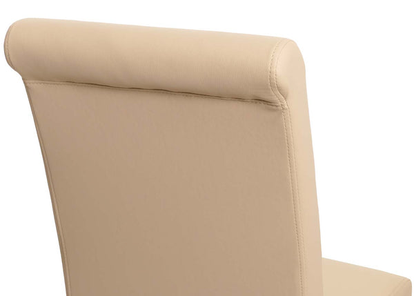 2er-Set Esszimmerstühle Leder mit dunklen Beinen creme