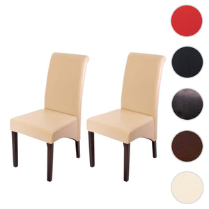 2er-Set Esszimmerstühle Leder mit dunklen Beinen creme
