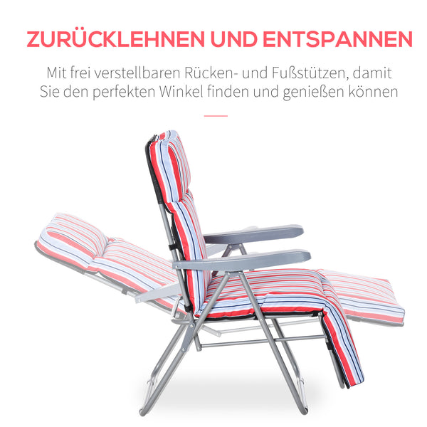 2er Set Liegestuhl klappbar & verstellbar Rot