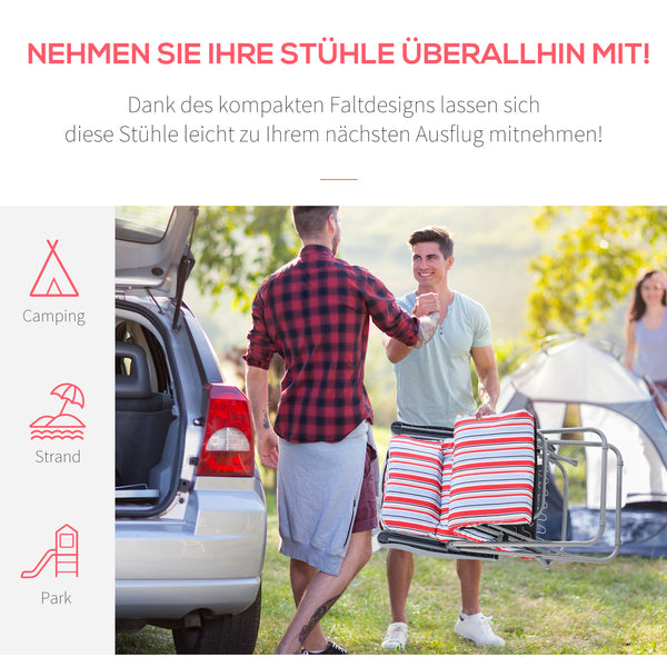 2er Set Liegestuhl klappbar & verstellbar Rot