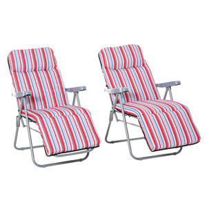 2er Set Liegestuhl klappbar & verstellbar Rot