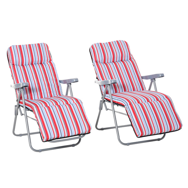 2er Set Liegestuhl klappbar & verstellbar Rot