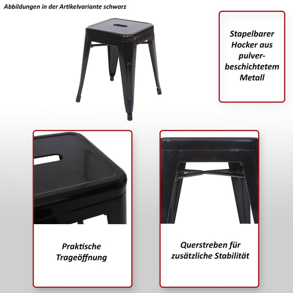 2er-Set Metallhocker Industriedesign stapelbar rot