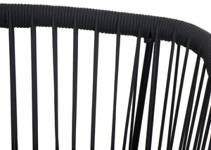 2er-Set Outdoor Barhocker Seilgeflecht Metall Holzoptik anthrazit