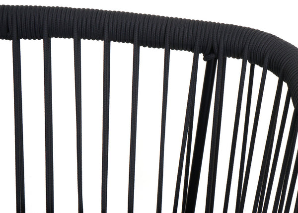 2er-Set Outdoor Barhocker Seilgeflecht Metall Holzoptik anthrazit