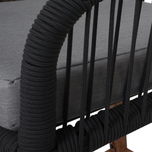 2er-Set Outdoor Barhocker Seilgeflecht Metall Holzoptik anthrazit
