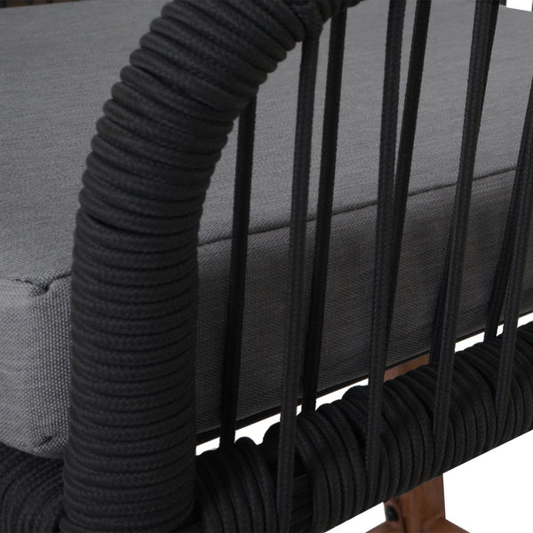2er-Set Outdoor Barhocker Seilgeflecht Metall Holzoptik anthrazit