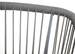 2er-Set Outdoor Barhocker Seilgeflecht Metall Holzoptik hellgrau
