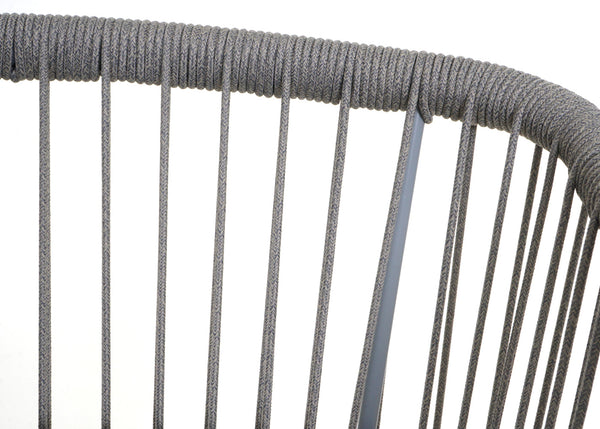 2er-Set Outdoor Barhocker Seilgeflecht Metall Holzoptik hellgrau