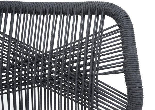 2er-Set Outdoor Barhocker Rope Seilgeflecht mit Kissen anthrazit
