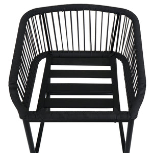 2er-Set Outdoor Barhocker Seilgeflecht Metall Kissen anthrazit taupe