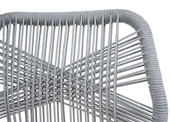 2er-Set Outdoor Barhocker mit Seilgeflecht Metall hellgrau
