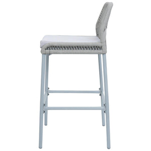 2er-Set Outdoor Barhocker mit Seilgeflecht Metall hellgrau