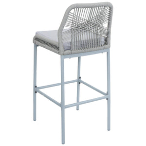 2er-Set Outdoor Barhocker mit Seilgeflecht Metall hellgrau
