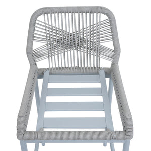 2er-Set Outdoor Barhocker mit Seilgeflecht Metall hellgrau
