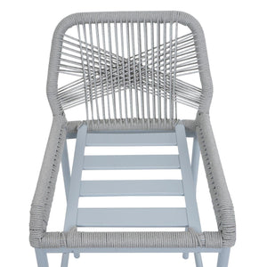 2er-Set Outdoor Barhocker Seilgeflecht Metall Kissen hellgrau dunkelgrau