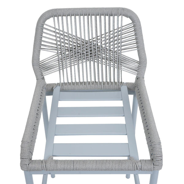 2er-Set Outdoor Barhocker Seilgeflecht Metall Kissen hellgrau dunkelgrau