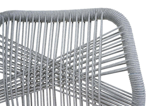 2er-Set Outdoor Barhocker Seilgeflecht Metall hellgrau taupe