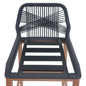 2er-Set Outdoor Barhocker Seilgeflecht Holzoptik anthrazit