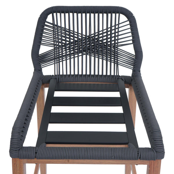 2er-Set Outdoor Barhocker Seilgeflecht Holzoptik anthrazit