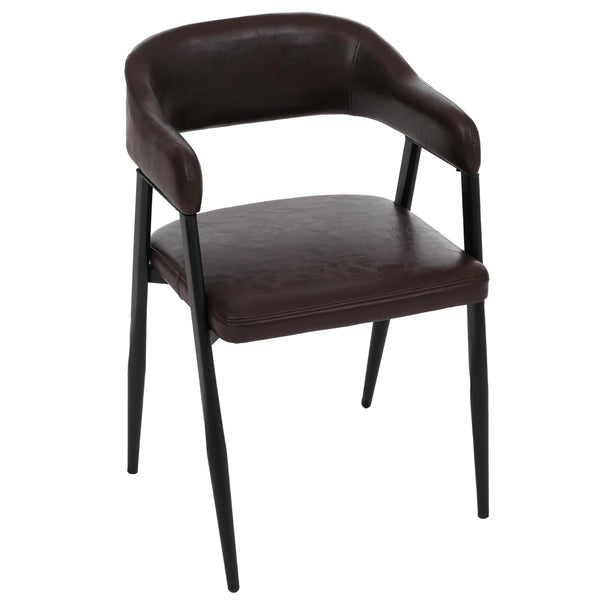 2er-Set Polsterstuhl Kunstleder Industrial Vintage dunkelbraun