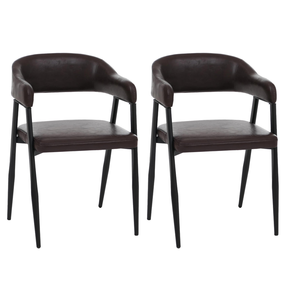 2er-Set Polsterstuhl Kunstleder Industrial Vintage dunkelbraun