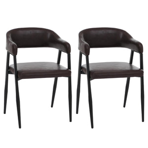 2er-Set Polsterstuhl Kunstleder Industrial Vintage dunkelbraun