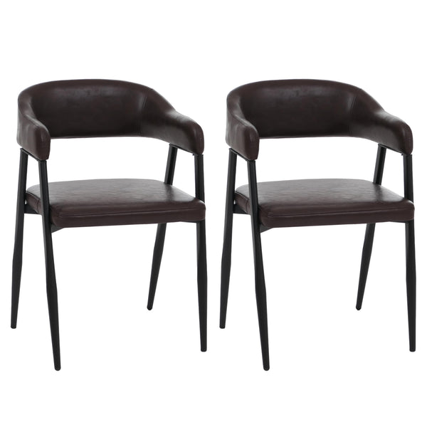 2er-Set Polsterstuhl Kunstleder Industrial Vintage dunkelbraun
