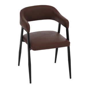 2er-Set Esszimmerstuhl Polsterstuhl Kunstleder Industrial Retro rostrot