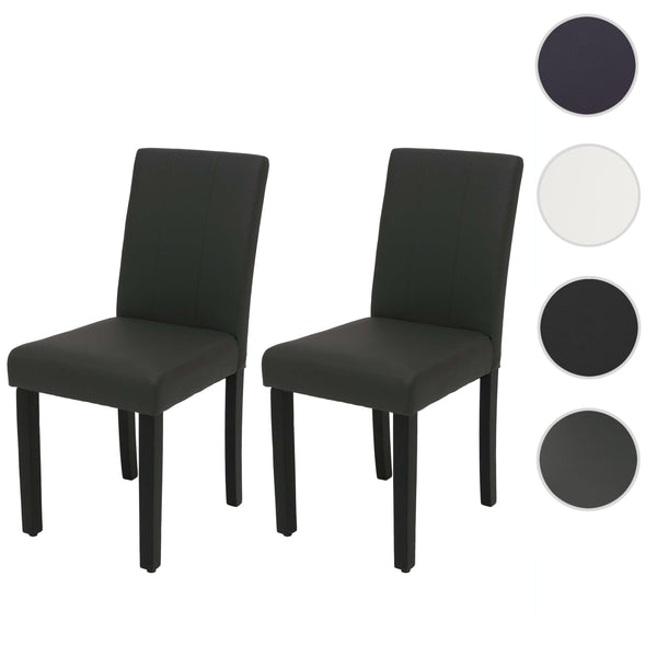 2er-Set Esszimmerstühle Polsterstuhl Kunstleder dunkelgrau