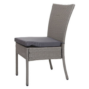 2er-Set Poly-Rattan Balkon- & Gartenstuhl stapelbar Kissen grau