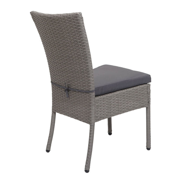 2er-Set Poly-Rattan Balkon- & Gartenstuhl stapelbar Kissen grau