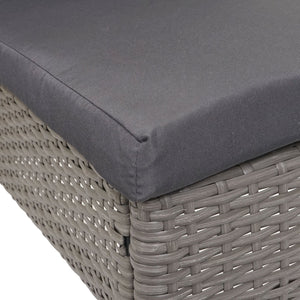 2er-Set Poly-Rattan Balkon- & Gartenstuhl stapelbar Kissen grau
