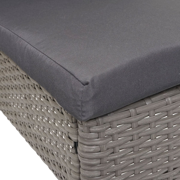 2er-Set Poly-Rattan Balkon- & Gartenstuhl stapelbar Kissen grau