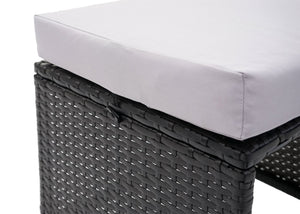 2er-Set Poly-Rattan Garten Sitzhocker Kissen schwarz hellgrau