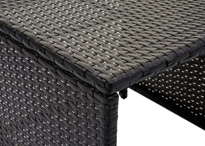 2er-Set Poly-Rattan Garten Sitzhocker Kissen schwarz hellgrau