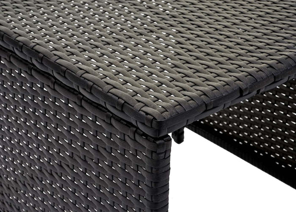 2er-Set Poly-Rattan Garten Sitzhocker Kissen schwarz hellgrau
