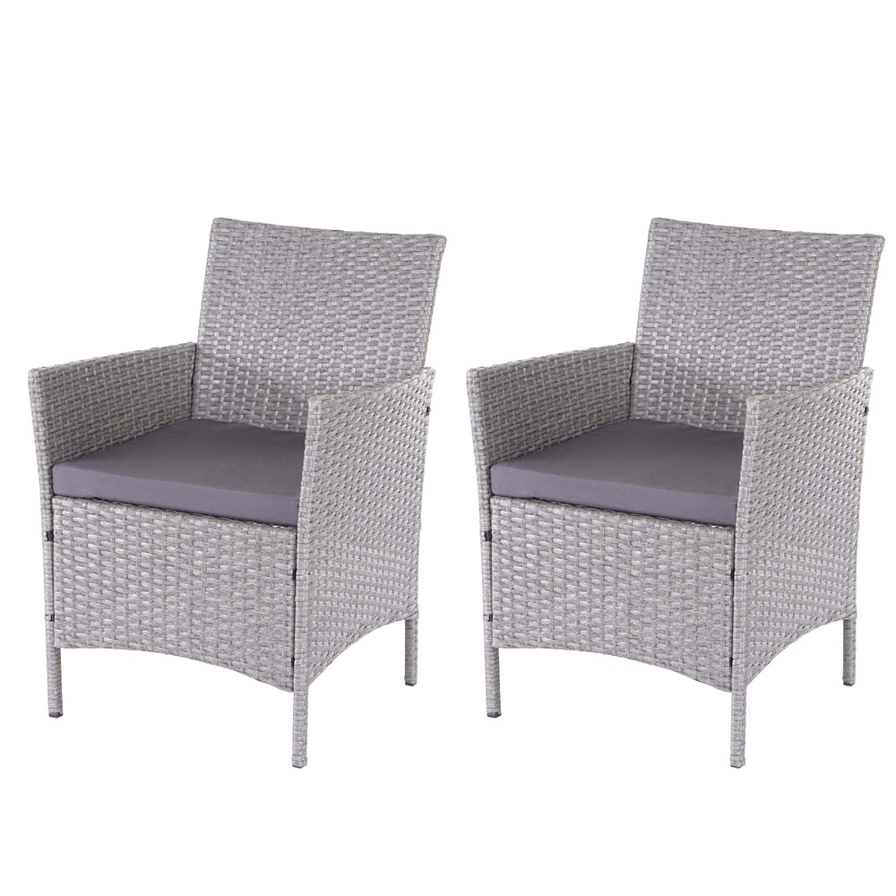 2er-Set Polyrattan Gartensessel Kissen grau anthrazit