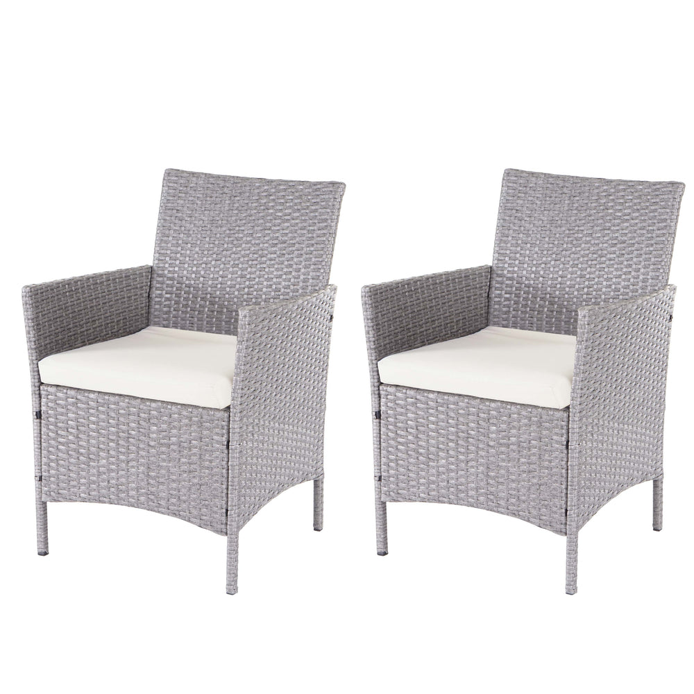 2er-Set Poly-Rattan Gartensessel Kissen grau creme