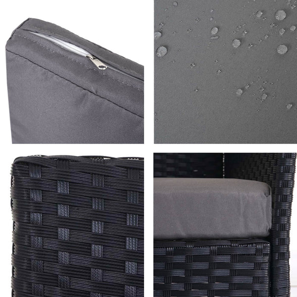 2er-Set Poly-Rattan Gartensessel Korbsessel Kissen anthrazit