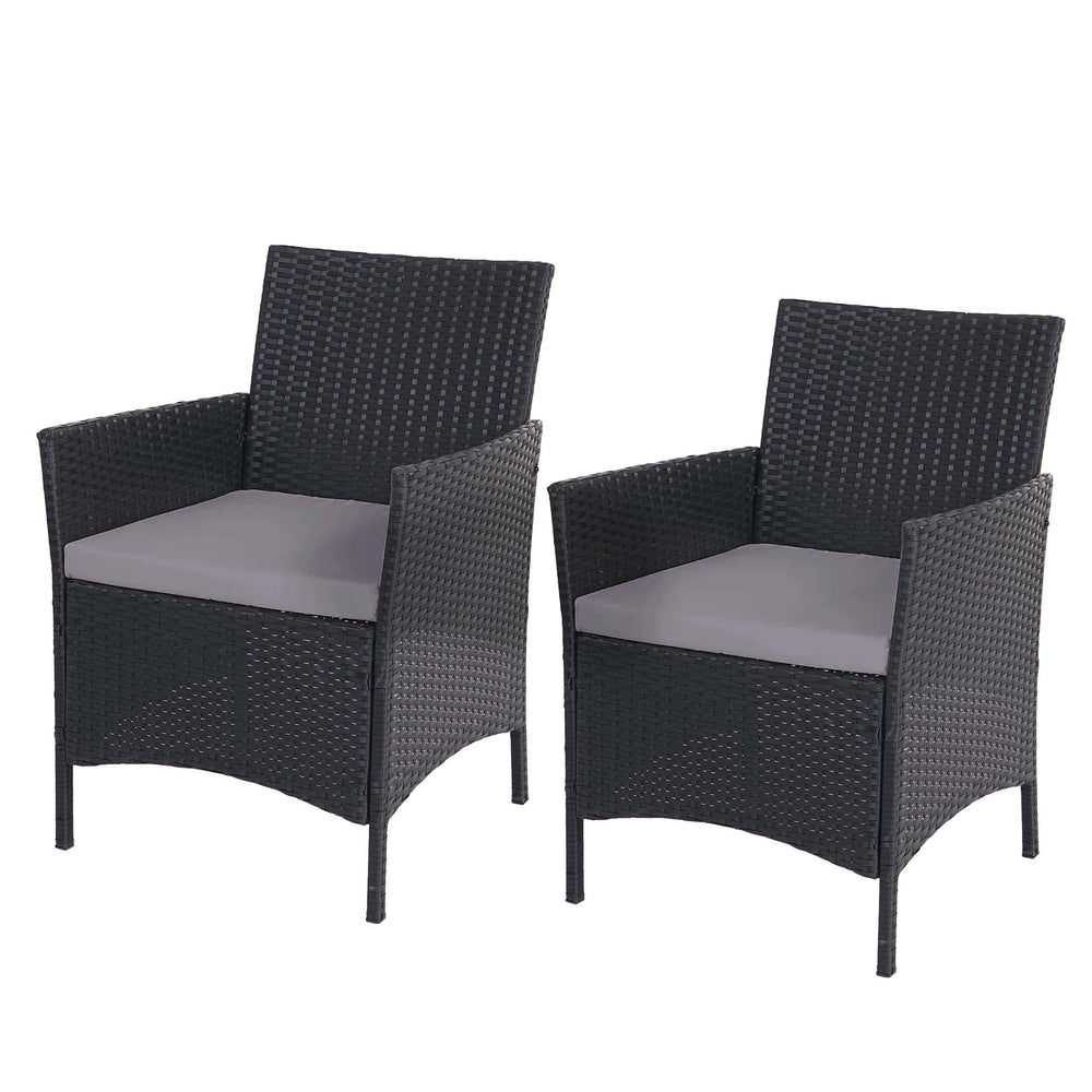 2er-Set Poly-Rattan Gartensessel Korbsessel Kissen anthrazit