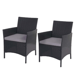 2er-Set Poly-Rattan Gartensessel Korbsessel Kissen anthrazit