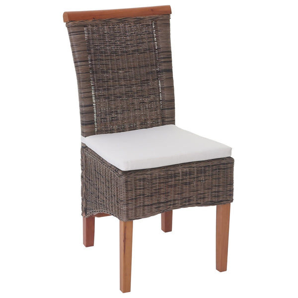 2er-Set Rattan Esszimmerstühle mit Sitzkissen